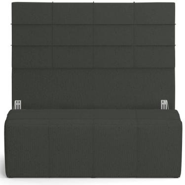 Imagem de Kit Cabeceira Cama Box King 195cm Com Calçadeira Roma W01 Linho Verde Musgo - Lyam