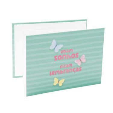 Imagem de Álbum de fotos Ical, encadernação sanfona autocolante, folhas de papel especial branco, para 6 fotos 10x15cm horizontal - linha Sanfonado - modelo borboletas - 914
