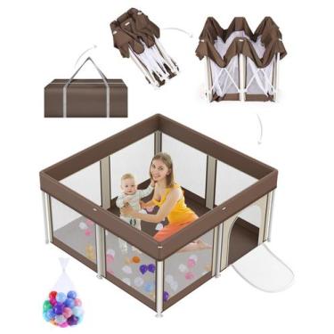 Imagem de Cercadinho dobrável para bebês Ptcide 50x50cm com bolas e bolsa oceâni