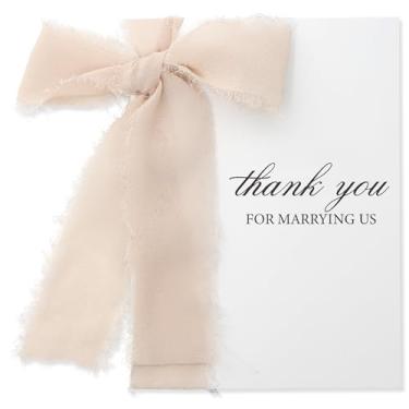 Imagem de SEEBERY Cartão de dia de casamento com uma fita de champanhe – cartão Thank You for Marrying Us, melhor presente de oficial de casamento, cartão de agradecimento para padre, ministro, juiz ou pastor