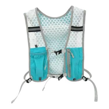 Imagem de Generic Mochila de hidratação para corrida, colete com reservatório de água, mochila para uso diário, de hidratação com faixa refletora para ciclismo, Azul