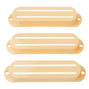 Imagem de Banworks Capas de captador de guitarra elétrica bobina dupla Hot Dual Rail Captador Mini Humbucker moldura para guitarras Strat pacote com 3 JT/SYQG-05 creme