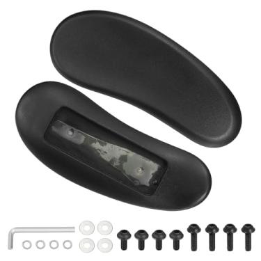 Imagem de PATIKIL 1 par de substituição de descanso de braço para cadeira de escritório, capa de couro para cadeira de escritório PU 10 cm orifício de montagem com parafusos para cadeiras de jogos, apoio de
