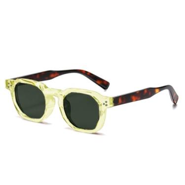 Imagem de Óculos de Sol UV400 - Rebite Oval Leopardo Punk para Homens e Mulheres, Esportes ao Ar Livre, Corrida, Ciclismo, Leopardo Amarelo e Verde