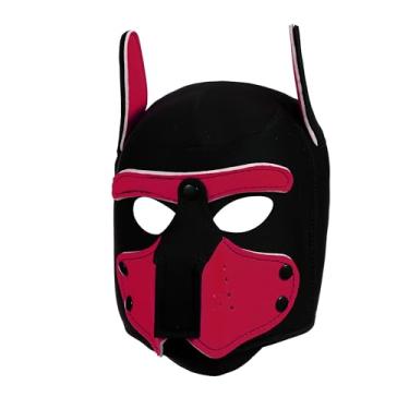 Imagem de BDZBREN Máscara de cachorro com capuz para cachorros – Capuz macio de neoprene para brincar com focinheira removível, equipamento para cosplay e festa à fantasia de adultos