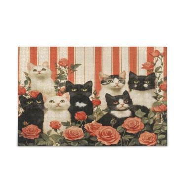 Imagem de JUZIHAI Quebra-cabeça de gato para adultos 1000 peças grande de madeira jogos desafiadores para crianças e adultos