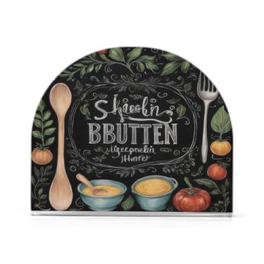 Imagem de JUZIHAI Farmhouse Family Prints Porta-guardanapos para mesa Dispensador de guardanapos de acrílico para mesa Suporte de lenços independente para cozinha sala de jantar bar festa decoração de casa