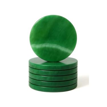 Imagem de SS Antiquity&Marble Conjunto de 4 – 3,5 porta-copos egípcios feitos à mão em mármore preto – porta-copos de luxo para mesa de café, bar doméstico, cozinha e escritório – design de pedra natural com