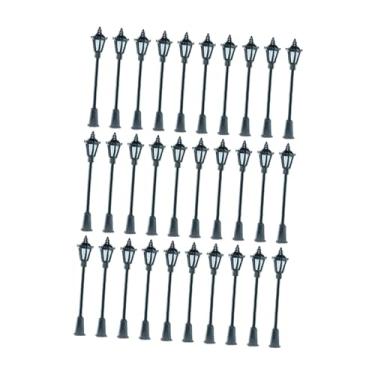 Imagem de Fenteer Miniaturas de postes de luz em escala HO/OO (1:75) para maquetes de trens e jardins de fadas, dioramas, pátios e adereços fotográficos, 30 Unidades