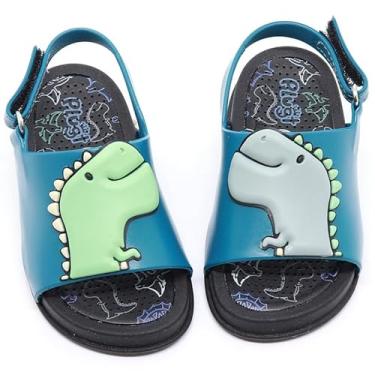 Imagem de Sandália Infantil Plugt Menino Dinossauro Divertida Leve Confortável Antiderrapante Segura Anatômica (Preto, BR, Criança de 4 a 8 anos, Faixa Numérico, 25, 26)