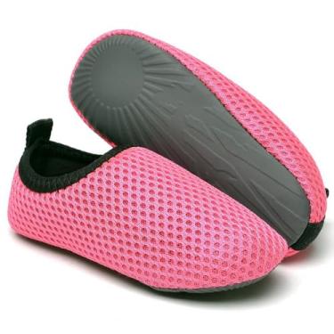 Imagem de Sapatilha Infantil Aquática Neoprene Antiderrapante Confortável Para Praia Piscina Dia Esporte Escola (Rosa, BR, Criança de 9 a 12 anos, Numérico, 29)