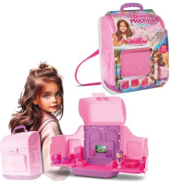 Imagem de Diver Mochila Casinha 3 Cômodos + Boneca 23pçs - Divertoys