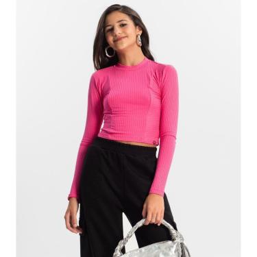 Imagem de Blusa Cropped Juvenil Feminina Gola Alta Minty Rosa-Feminino