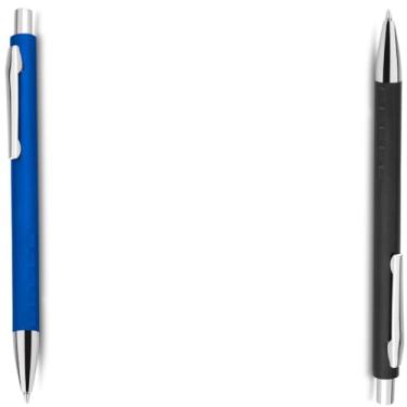 Imagem de Caneta Esferográfica em Alumínio, Escrita Azul, Retrátil com Grip Antiderrapante, Uso Profissional, 10 Unidades (Azul e Preto)