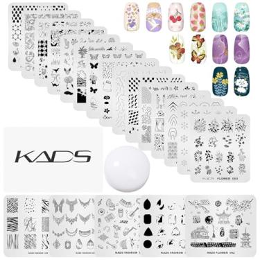 Imagem de KADS 20 peças de placas de unha Stampig com carimbo e raspador Kit de carimbos de unhas modelo estêncil arte de unhas ferramenta faça você mesmo