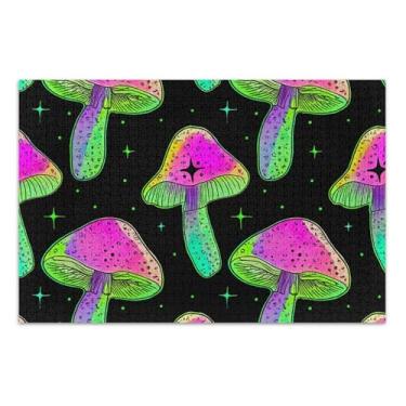 Imagem de Quebra-cabeça para adultos, 500 peças, engraçado, colorido, cogumelos, preto, para adultos, pintura animal, 50 x 35 cm