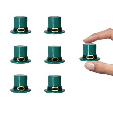 Imagem de ZNTU Tiny Leprechaun Hat 6 peças verde mini resina Irish Leprechaun Top Hats com fivela mais bonita decoração do dia de São Patrício para suprimentos de armadilha de duende
