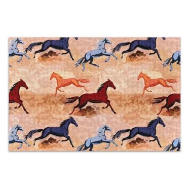 Imagem de Quebra-cabeça de cavalos galopantes coloridos 500 peças presentes de jogo de quebra-cabeça divertido adulto grande quebra-cabeça flor estampa animal, 50 x 35 centímetros