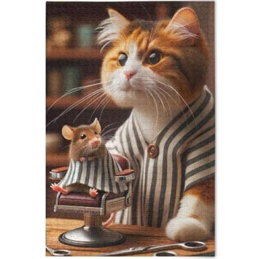 Imagem de Gato Mouse Engraçado Bonito Adultos Quebra-cabeça 1000 Peças Amantes Elefantes Brancos Presentes Difíceis Cenário Animal Arte Decoração, 75 cm x 50 cm