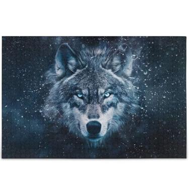Imagem de Quebra-cabeças para adultos com rosto de lobo 500 peças para amantes de elefantes brancos presentes cena personalizada quebra-cabeças coloridos jogo de brinquedo, obra de arte, 52 cm x 37,8 cm