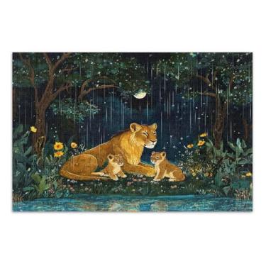 Imagem de Lioness Cub Jungle Green Puzzle, 1000 quebra-cabeças para adultos, com letras nas costas, jogos de quebra-cabeça para adultos