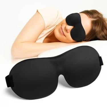 Imagem de Máscara de Dormir em Algodão, Preta, Proteção Ocular para Viagens e Descanso, Ajustável 50-70cm, Unissex