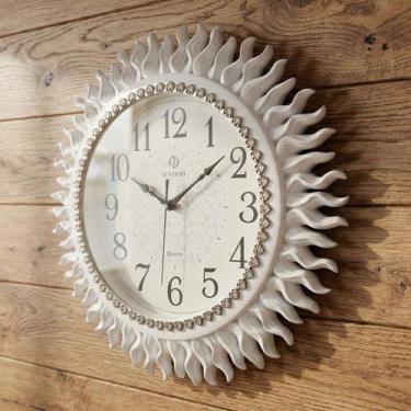Imagem de Relógio De Parede Místico Solar Branco Oriental Rustico 45cm - Genéric
