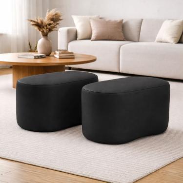 Imagem de Kit 2 Puff Orgânico Curvo Feijão Sala Redondo Confortável Moderno Suede