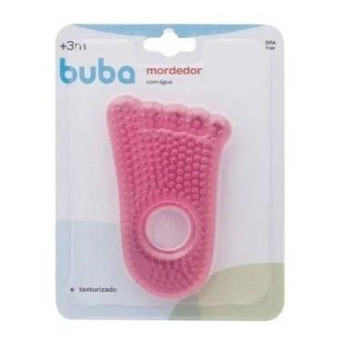 Imagem de Mordedor Bebê Buba Gelado Água Pézinho Resfriável Rosa