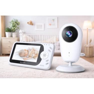 Imagem de Babá Eletrônica com Monitor LCD Colorido 4.3 Polegadas, Câmera com Visão Noturna, Comunicação Bidirecional, Sensor de Temperatura, VOX, Canções de Ninar, Branco