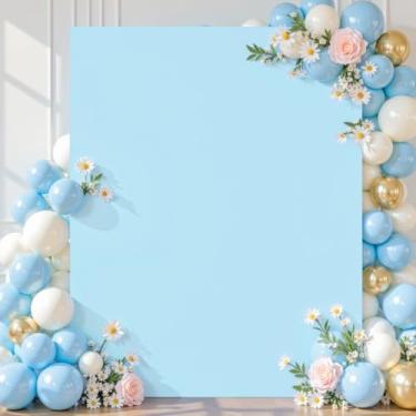 Imagem de Capa de arco de casamento azul claro 16 x 14 m para chá de bebê, 2 lados, elastano, elástico para festa de aniversário, cerimônia, formatura, banquete, decoração
