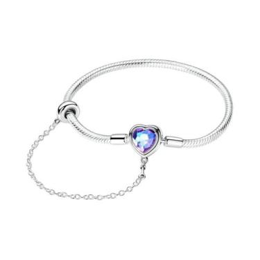 Imagem de Pulseira De Charme Em Forma De Coração De Prata 925 Com Fecho De Cadei