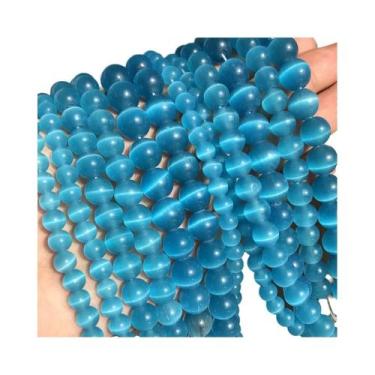 Imagem de Contas De Pedra Da Lua Olho De Gato Brancas 4-12mm Redondas Soltas Par