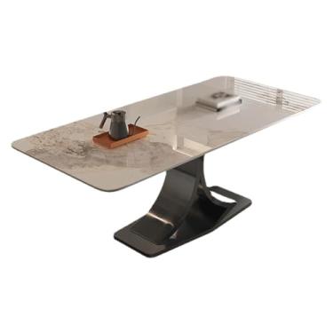 Imagem de ZXLPHA Mesa de jantar de ardósia mesa de jantar nórdica minimalista casa villa pequeno apartamento retangular mesa de jantar mesa de sala de estar mesa de cozinha moderna, P: 130 x 80 x 75 cm