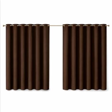 Imagem de Cortina 100% Blackout 2,00m x 1,30m Corta Luz para Cozinha Janela Casa Blecaute com Ilhós (Tabaco)