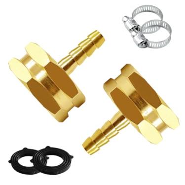 Imagem de LOVEGARDEN 2 peças conectores de mangueira de jardim 1/10.2 cm farpa x 3/10.2 cm GHT fêmea latão sólido adaptador de reparo acessórios de reparo com grampos para limpeza de rega ao ar livre