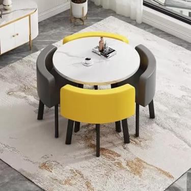 Imagem de Conjunto de mesa de jantar quadrada com 4 cadeiras, combinação de mesa de negociação de escritório e cadeira, conjunto de combinação de mesa e cadeira, economia de espaço, para escritório, sala de