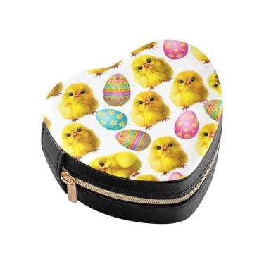 Imagem de Burbuja Linda caixa de joias em forma de coração de páscoa mini estojo de joias de viagem para mulheres e meninas, estojo portátil organizador de armazenamento para brincos, anéis, colares e pulseiras