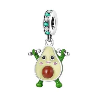 Imagem de Berloques De Prata Com Acabamento Verde Em Formato De Abacate, Besouro