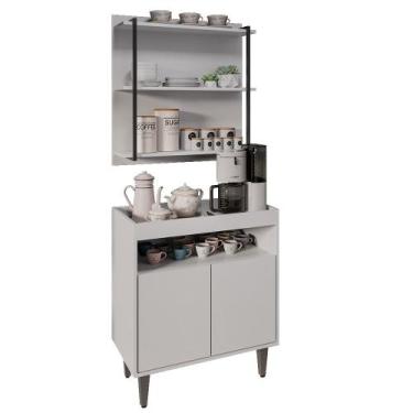 Imagem de Aparador Cantinho do Café e Painel 3 Prateleiras Flora M24 Branco - Mp