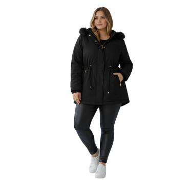 Imagem de Jaqueta ParKa Sarja Peluciada Com Capuz Removivel Plus Size-Feminino