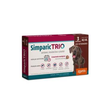 Imagem de Simparic Trio Antipulgas, Carrapatos E Vermes Cães 72Mg C/ 3 Comp