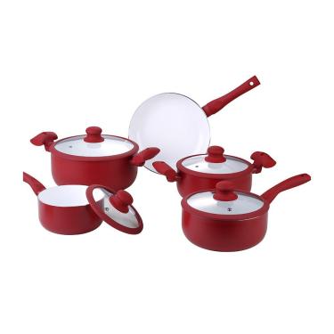 Imagem de Jogo de Panelas Carmin Vermelho com 5 Peças Hauskraft