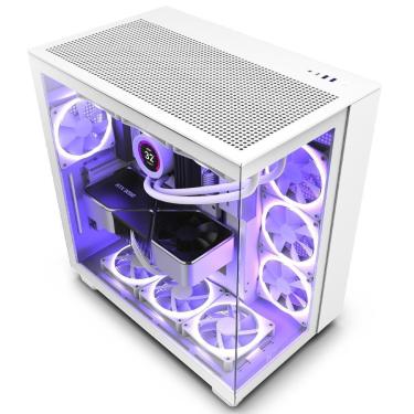 Imagem de Gabinete Gamer NZXT H9 Flow - Lateral e Frontal em Vidro Temperado - 4 Coolers Inclusos - Branco-Unissex