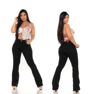 Imagem de Calça Flare Feminina jeans nas cores bege/caqui super confortável que 