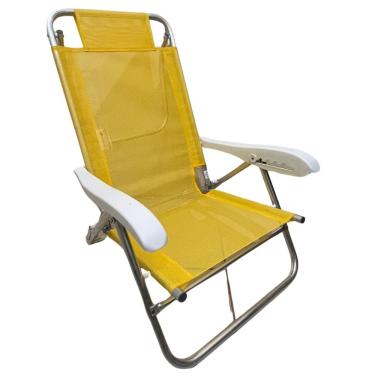 Imagem de Cadeira Reclinavel Preguiçosa Sanete Ronchetti 120 Kg 05 Pos Cor Amarelo