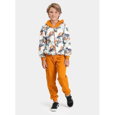 Imagem de Conjunto Inverno Menino Natural Jaqueta com Capuz e Calça em Moletom c