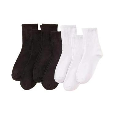 Imagem de Meias Esportivas Femininas De Comprimento Médio Respiráveis Pretas E B