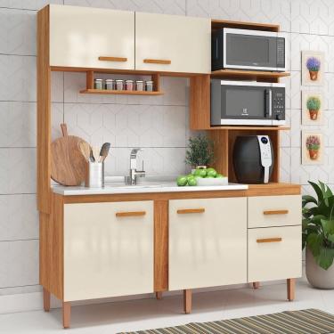 Imagem de Cozinha Compacta 5 Portas 1 Gaveta New Sevilha Cinamomo/Off White