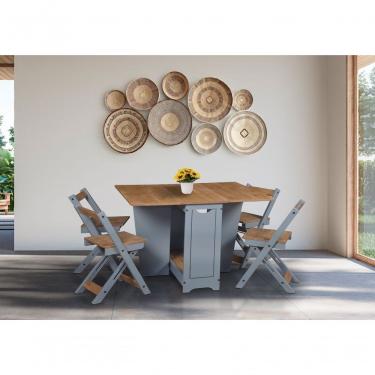 Imagem de Conjunto Mesa Dobrável + 4 Cadeiras Butterfly Cinza